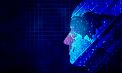 Business technology background.Human head concepts