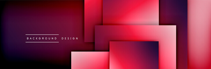 Square shapes composition geometric abstract background. 3D shadow effects and fluid gradients. Modern overlapping forms