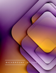 Rounded squares shapes composition geometric abstract background. 3D shadow effects and fluid gradients. Modern overlapping forms.