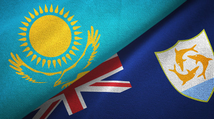 Kazakhstan and Anguilla two flags textile cloth, fabric texture
