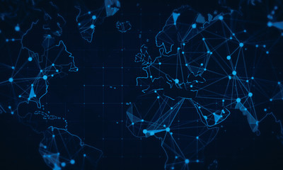 Abstract plexus digtal technology concept.News world map network background.