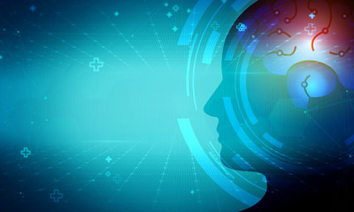 Human brain technology background.Medical research scientist concept