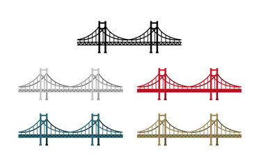 Seamless bridge vector illustration set