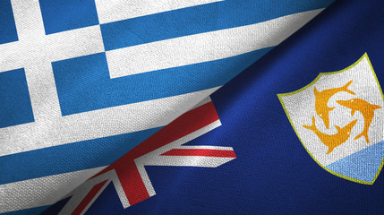 Greece and Anguilla two flags textile cloth, fabric texture