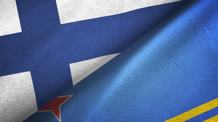 Finland and Aruba two flags textile cloth, fabric texture