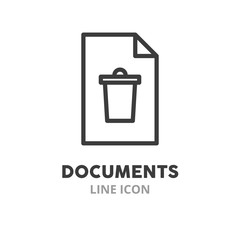 Documents simple line icon. Vector illustration symbol elements for web design..