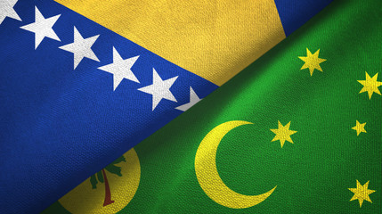 Bosnia and Herzegovina and Cocos Keeling Islands two flags textile cloth