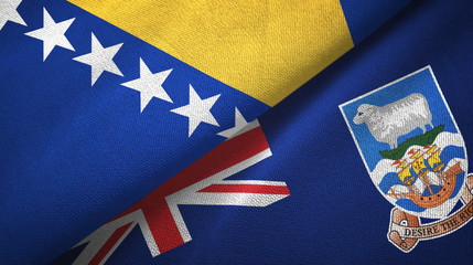 Bosnia and Herzegovina and Falkland Islands two flags textile cloth
