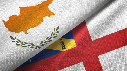Cyprus and Herm two flags textile cloth, fabric texture