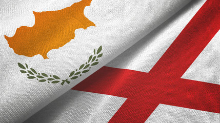 Cyprus and Northern Ireland two flags textile cloth, fabric texture
