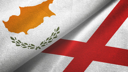 Fototapeta premium Cyprus and Northern Ireland two flags textile cloth, fabric texture