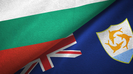 Bulgaria and Anguilla two flags textile cloth, fabric texture