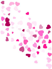 Hearts confetti flying vector background graphic design.