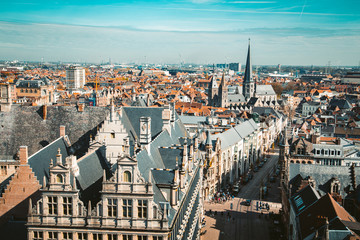 Fototapeta na wymiar Aerial view of Ghent, Flanders, Belgium