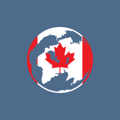 Globe with  canada flag on blue background,illustration vector - 316665055