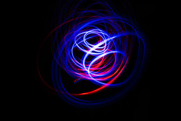 Abstract Light painting photo in the dark