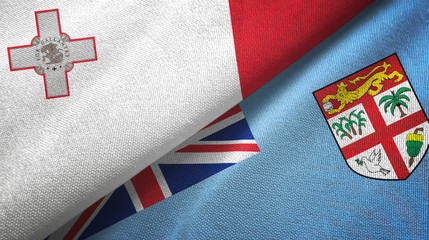 Malta and Fiji two flags textile cloth, fabric texture