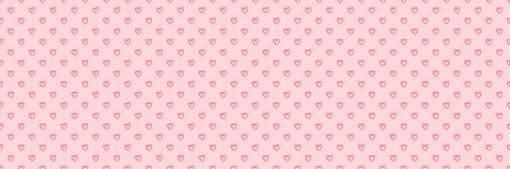 Hand drawn holiday background with abstract hearts. Seamless light pattern. Valentine's day - obrazy, fototapety, plakaty