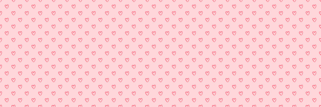 Hand drawn holiday background with abstract hearts. Seamless light pattern. Valentine's day