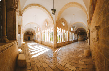 Fototapeta na wymiar Courtyard of Franciscan Church and Monastery, Dubrovnik, Croatia