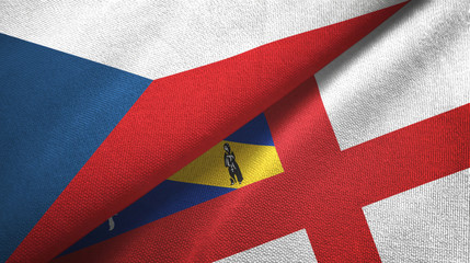 Czech and Herm two flags textile cloth, fabric texture