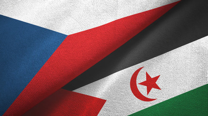 Czech and Western Sahara two flags textile cloth, fabric texture