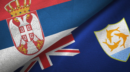 Serbia and Anguilla two flags textile cloth, fabric texture