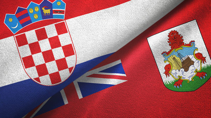 Croatia and Bermuda two flags textile cloth, fabric texture