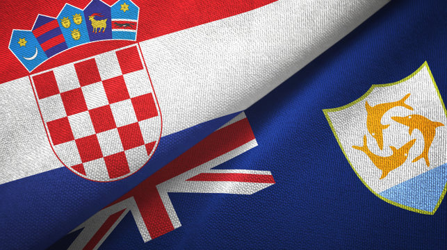 Croatia and Anguilla two flags textile cloth, fabric texture