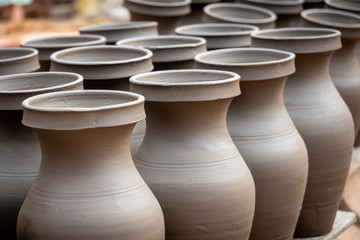 Fototapeta na wymiar Pottery Vases Drying in the Sun