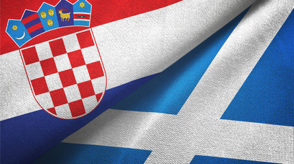 Croatia and Scotland two flags textile cloth, fabric texture