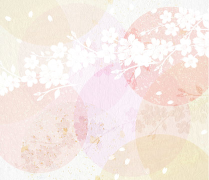 透明感のある和紙を背景にした桜