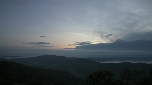 Fog and Cloudy Sky at Sunrise in the Mountains in Brazil