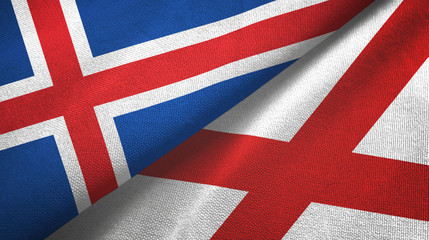 Iceland and Northern Ireland two flags textile cloth, fabric texture