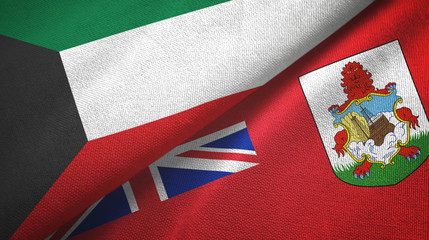 Kuwait and Bermuda two flags textile cloth, fabric texture