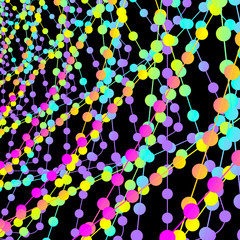 Multicolored circles on a black background.Vector illustration.