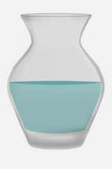 Empty water vase made in a realistic style. Glass vessel for flowers. Vector eps illustration.