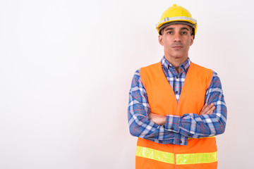 Portrait of mature Persian man construction worker