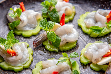 Shrimp in fish sauce, shrimp in fish sauce, hot and spicy, seafood Thai (spicy salad shrimp in fish sauce) , Thai spicy salad