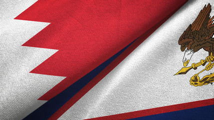 Bahrain and American Samoa two flags textile cloth, fabric texture