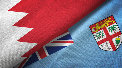Bahrain and Fiji two flags textile cloth, fabric texture