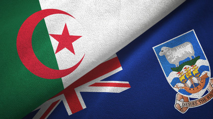 Algeria and Falkland Islands two flags textile cloth, fabric texture