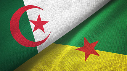 Algeria and French Guiana two flags textile cloth, fabric texture
