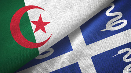 Algeria and Martinique snake two flags textile cloth, fabric texture