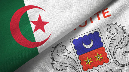 Algeria and Mayotte two flags textile cloth, fabric texture