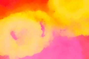 Romantic love background, yellow clouds on a red-pink background