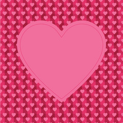 Pink background with empty heart shape for text, greeting card for Valentine's day, wedding, mother's day, copy space