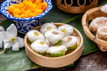 Thai pudding with coconut topping (Ta go ) ,Thai traditional dessert