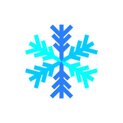 Blue snowflake symbol vector on white background.
