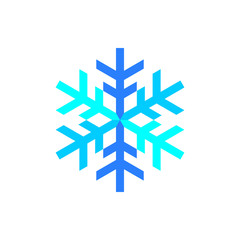 Blue snowflake icon vector on white background.